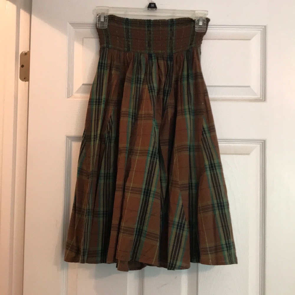 Old Navy Brown Green Skirt S Plaid